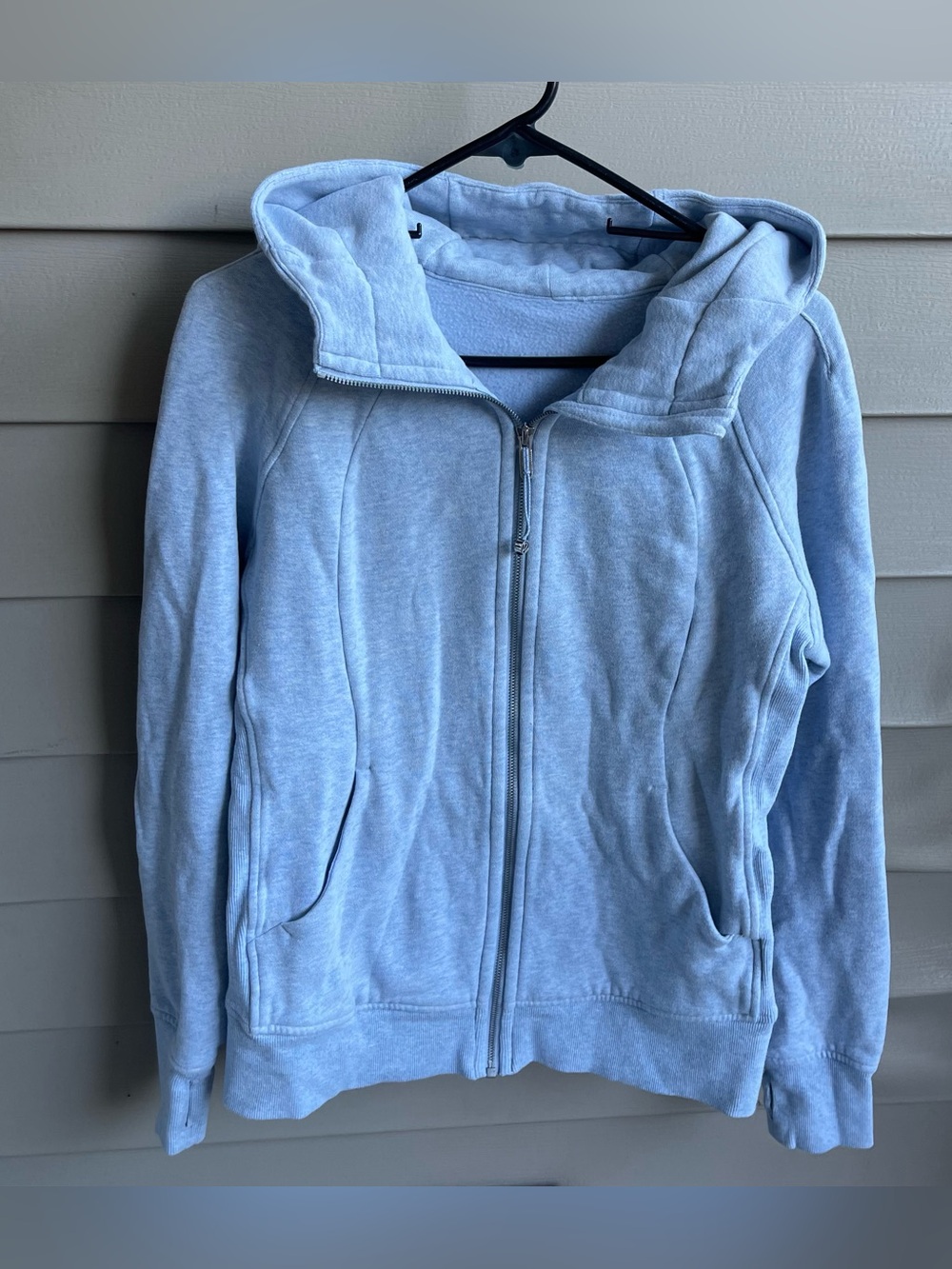 Lululemon Scuba Light Cotton Fleece Full Zip Hoodie Blue Size 10 Athleisure
